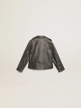 Bikerjacke für Jungen aus Leder im Used-Look