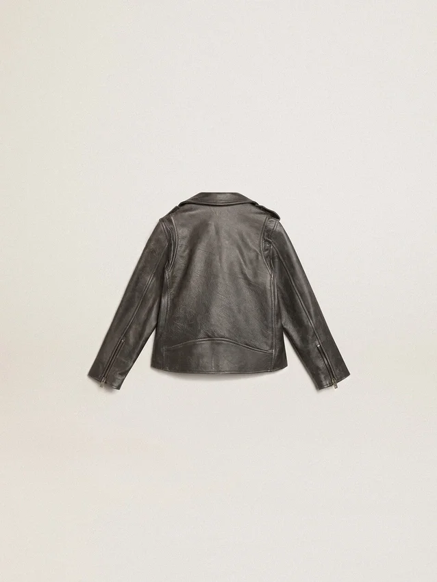Bikerjacke für Jungen aus Leder im Used-Look