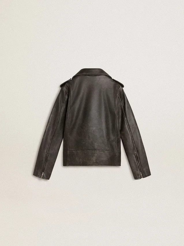 Bikerjacke für Jungen aus Leder im Used-Look