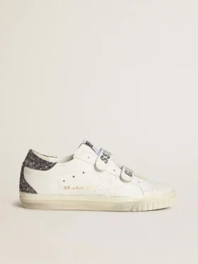 Bio-basierte Old-School-Sneaker mit perforiertem Stern und Glitzer-Fersenlasche