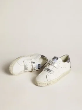 Bio-basierte Old-School-Sneaker mit perforiertem Stern und Glitzer-Fersenlasche