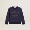 Blau-violettes Sweatshirt mit «golden goose»-Schriftzug auf der Vorderseite