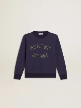 Blau-violettes Sweatshirt mit «golden goose»-Schriftzug auf der Vorderseite