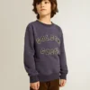 Blau-violettes Sweatshirt mit «golden goose»-Schriftzug auf der Vorderseite