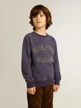 Blau-violettes Sweatshirt mit «golden goose»-Schriftzug auf der Vorderseite