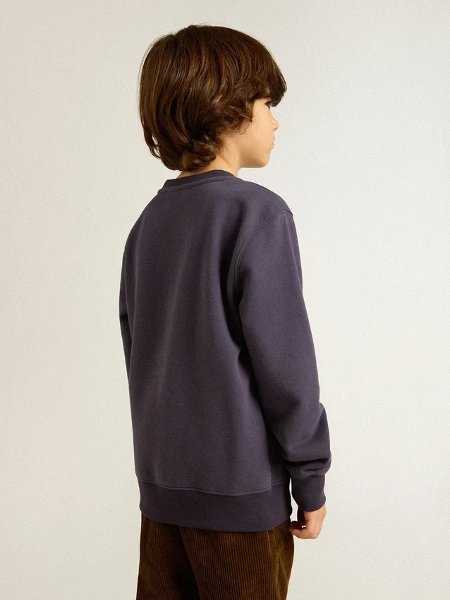 Blau-violettes Sweatshirt mit «golden goose»-Schriftzug auf der Vorderseite