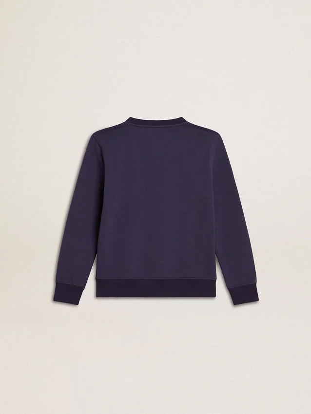 Blau-violettes Sweatshirt mit «golden goose»-Schriftzug auf der Vorderseite
