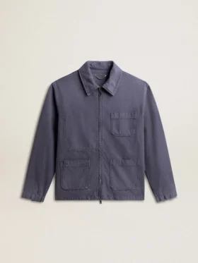 Blaue Herrenjacke aus Denim-Baumwolle mit Distressed-Optik