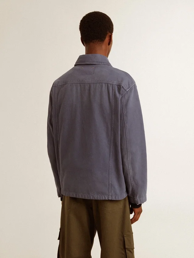 Blaue Herrenjacke aus Denim-Baumwolle mit Distressed-Optik