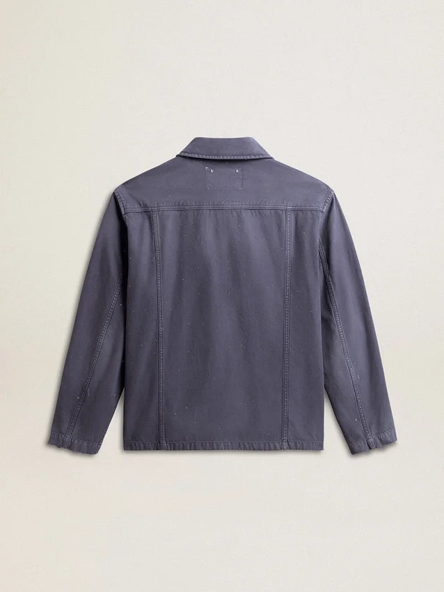 Blaue Herrenjacke aus Denim-Baumwolle mit Distressed-Optik