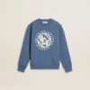 Blaues Kinder-Sweatshirt mit weissen geprägten Aufnähern