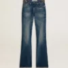 Bootcut-Jeans für Damen mit Vintage-Waschung und metallischen Details