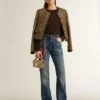Bootcut-Jeans für Damen mit Vintage-Waschung und metallischen Details