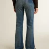 Bootcut-Jeans für Damen mit Vintage-Waschung und metallischen Details