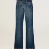 Bootcut-Jeans für Damen mit Vintage-Waschung und metallischen Details