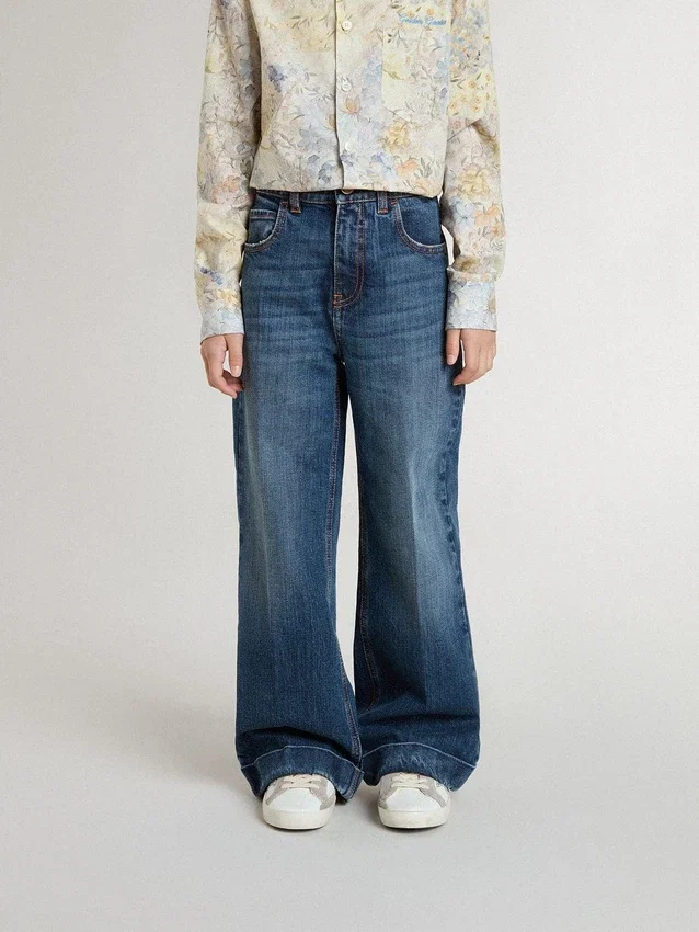Bootcut-Jeans für Mädchen mit mittlerer Waschung und Stickerei