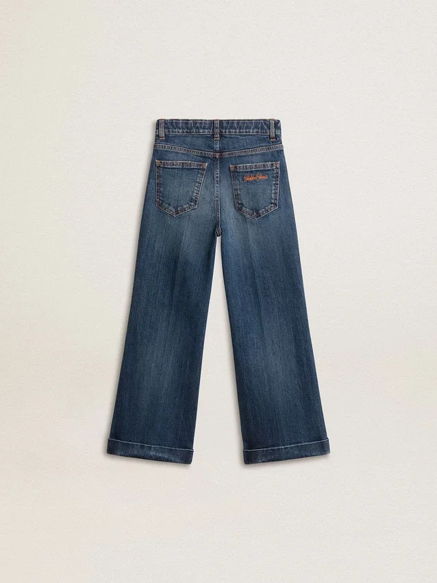 Bootcut-Jeans für Mädchen mit mittlerer Waschung und Stickerei