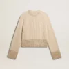 Boxy-Pullover für Damen aus Wolle mit Hotfix-Kristallverzierung