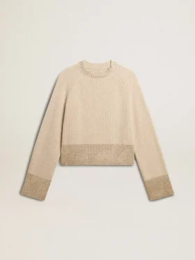 Boxy-Pullover für Damen aus Wolle mit Hotfix-Kristallverzierung