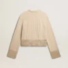 Boxy-Pullover für Damen aus Wolle mit Hotfix-Kristallverzierung