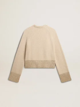 Boxy-Pullover für Damen aus Wolle mit Hotfix-Kristallverzierung