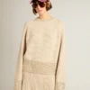 Boxy-Pullover für Damen aus Wolle mit Hotfix-Kristallverzierung