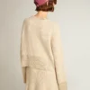 Boxy-Pullover für Damen aus Wolle mit Hotfix-Kristallverzierung