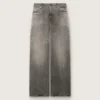 Boyfriend-Jeans für Damen aus grauem Denim mit silbernen Nieten im Farbverlaufseffekt