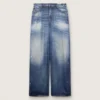 Boyfriend-Jeans für Damen in blauem Denim mit Archiv-Print
