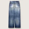 Boyfriend-Jeans für Damen in blauem Denim mit Archiv-Print