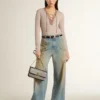 Boyfriend-Jeans für Damen mit Sandwasch-Effekt im Used-Look und Nieten