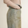 Boyfriend-Jeans für Damen mit Sandwasch-Effekt im Used-Look und Nieten