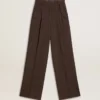 Braune Damenhose aus Schurwolle