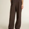 Braune Damenhose aus Schurwolle
