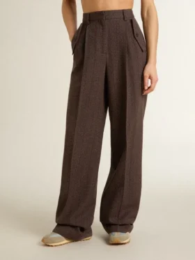 Braune Damenhose aus Schurwolle
