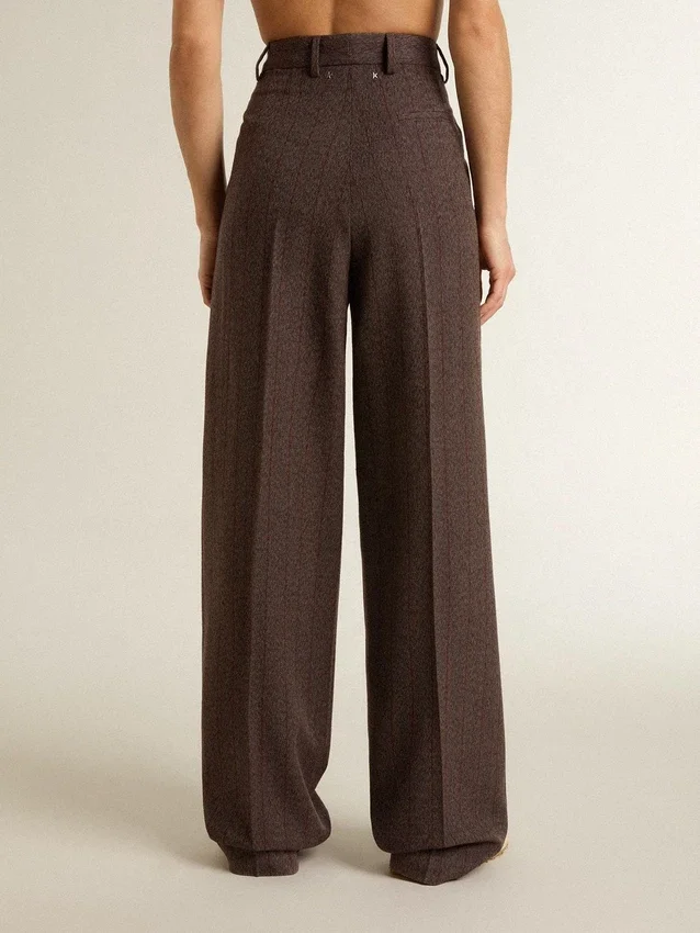 Braune Damenhose aus Schurwolle
