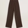 Braune Damenhose aus Schurwolle