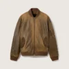 Braune Leder-Bikerjacke mit Used-Look