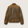 Braune Leder-Bikerjacke mit Used-Look