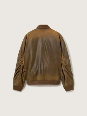 Braune Leder-Bikerjacke mit Used-Look