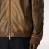 Braune Leder-Bikerjacke mit Used-Look