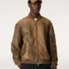 Braune Leder-Bikerjacke mit Used-Look