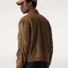 Braune Leder-Bikerjacke mit Used-Look