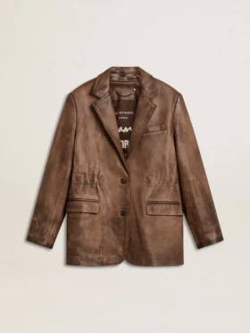 Braune Lederjacke für Damen