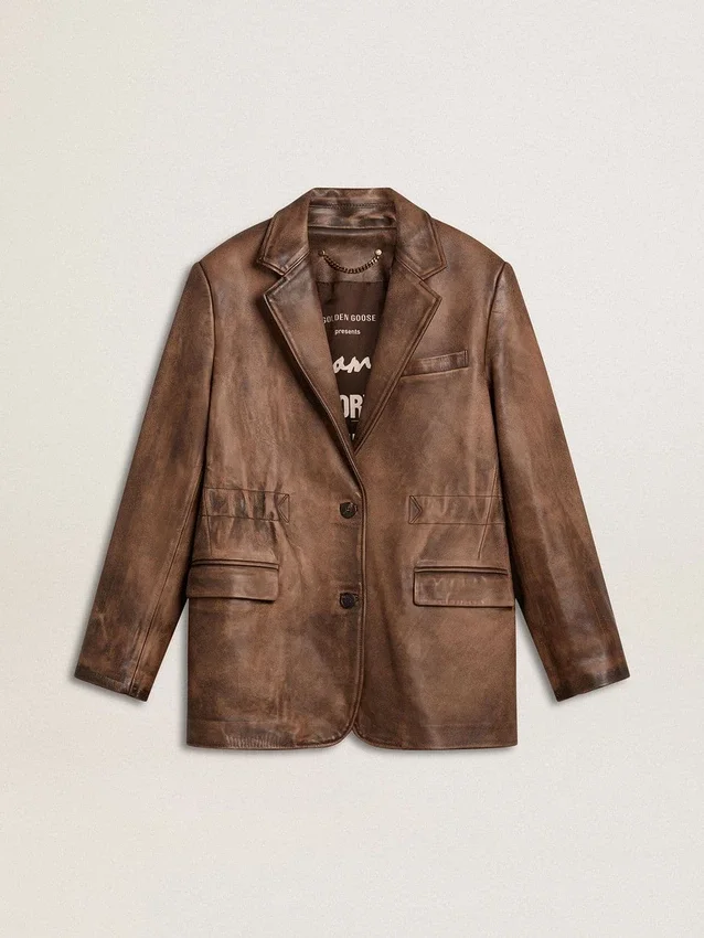 Braune Lederjacke für Damen