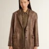 Braune Lederjacke für Damen