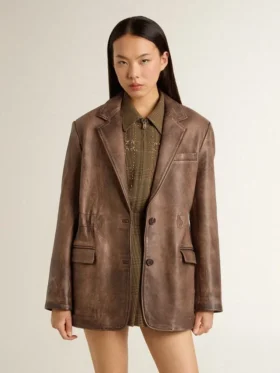 Braune Lederjacke für Damen