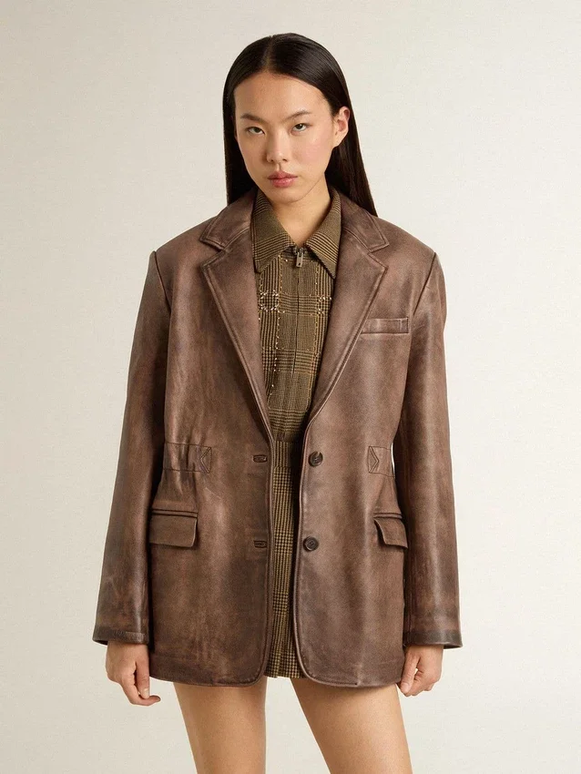 Braune Lederjacke für Damen