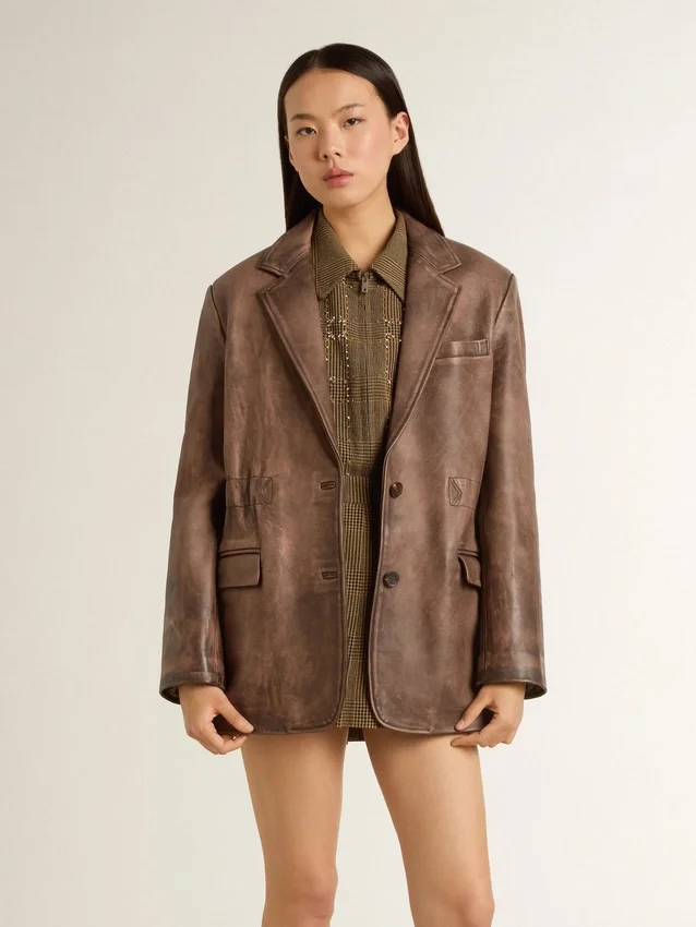 Braune Lederjacke für Damen