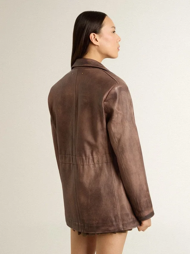 Braune Lederjacke für Damen